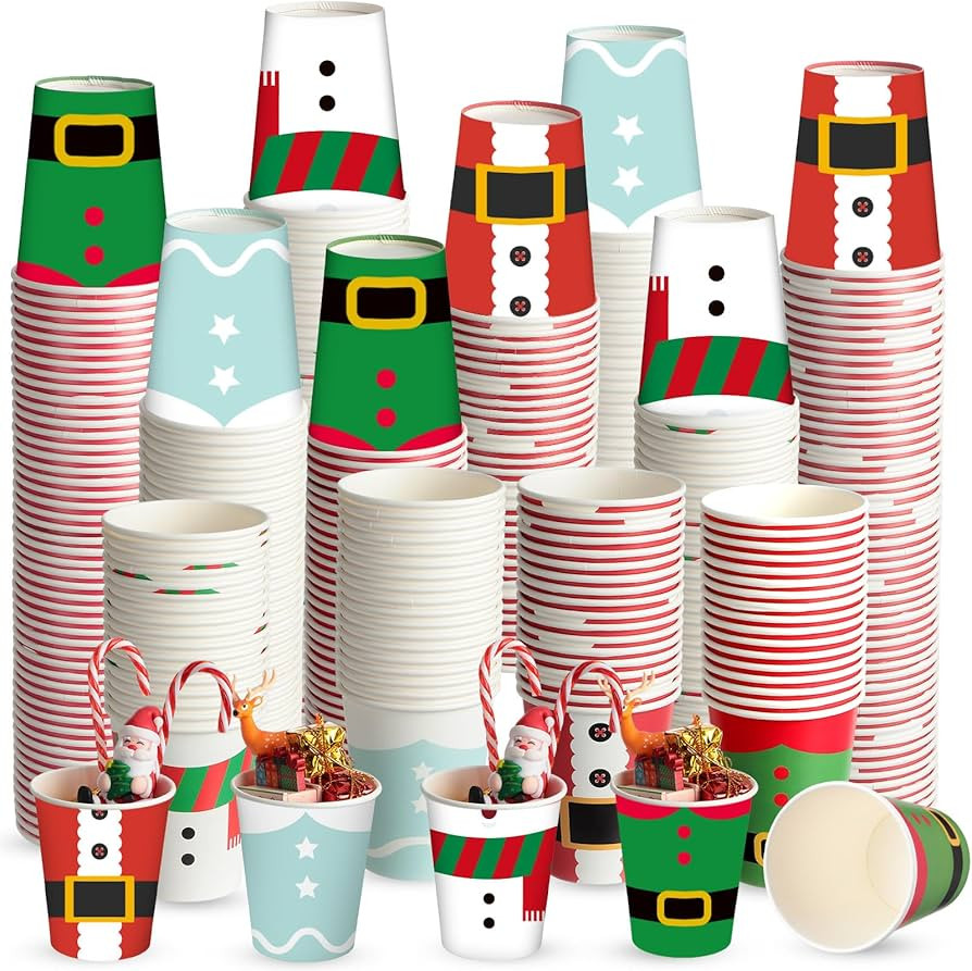 Fulmoon 200 Pcs Christmas Disposable Cups 12 oz Christmas Paper Cups Coffee Hot Chocolate Wine Dr... | Amazon (US)