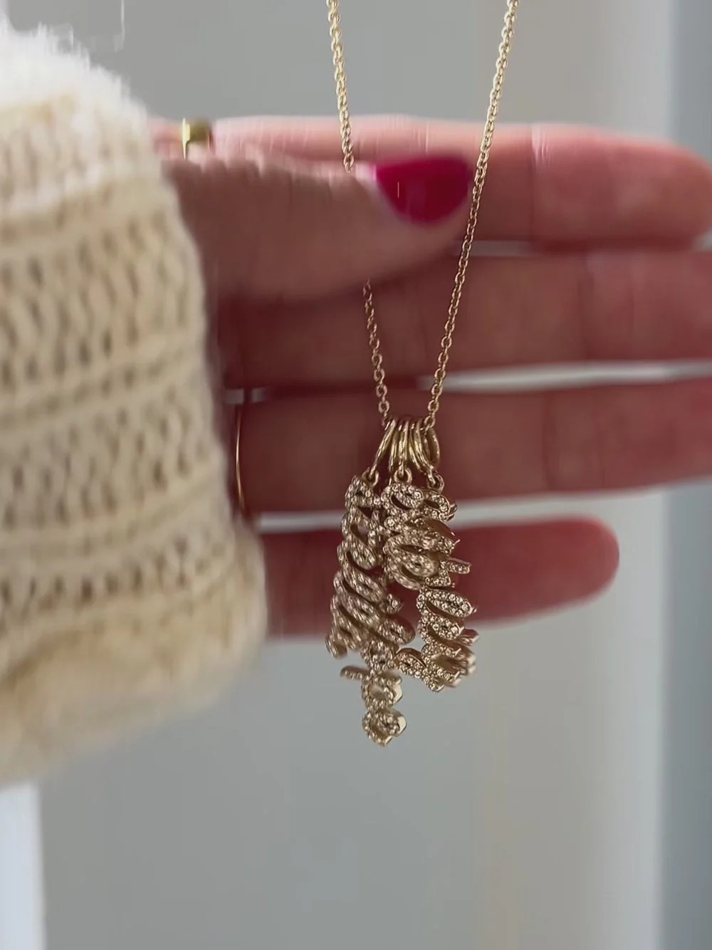 Mini Pavé Script Cluster Custom Nameplate Necklace - 1 Name | BaubleBar