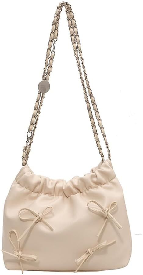Bow Tie Coquette Bucket Bag Bowknot Balletcore PU Leather Shoulder Purse for Women Teen Girls Adj... | Amazon (US)