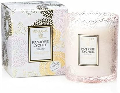 Voluspa Panjore Lychee Scalloped Edge Boxed Glass Candle, 6.2 Ounces | Amazon (US)