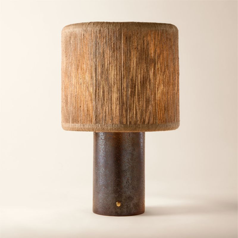 Ramble Tall Dark Brown Ceramic Table Lamp with Jute Shade by Kravitz Design + Reviews | CB2 | CB2