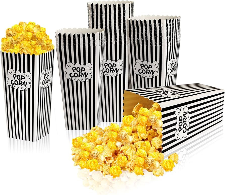 Popcorn Boxes, DECYOOL 30 Movie Night Popcorn Paper Buckets 7.88 Inches Tall Large & Holds 46Oz Capacity Popcorn Bags Individual Servings for Home,Carnival Party, Supplies | Amazon (US)
