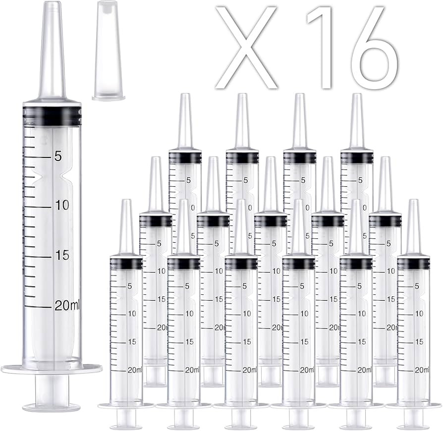16 Pack 20ml Plastic Syringe, Large Syringes Tools for Liquid, Sterile and Individually Sealed fo... | Amazon (US)