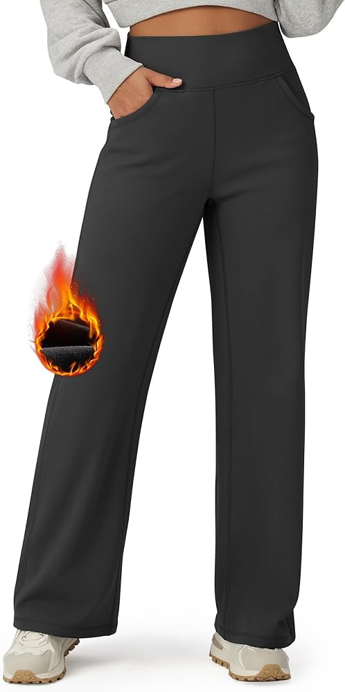 G4Free Fleece Lined Pants Women Wide Leg Yoga Pants with Pockets Casual High Waisted Sweatpants 2... | Amazon (US)