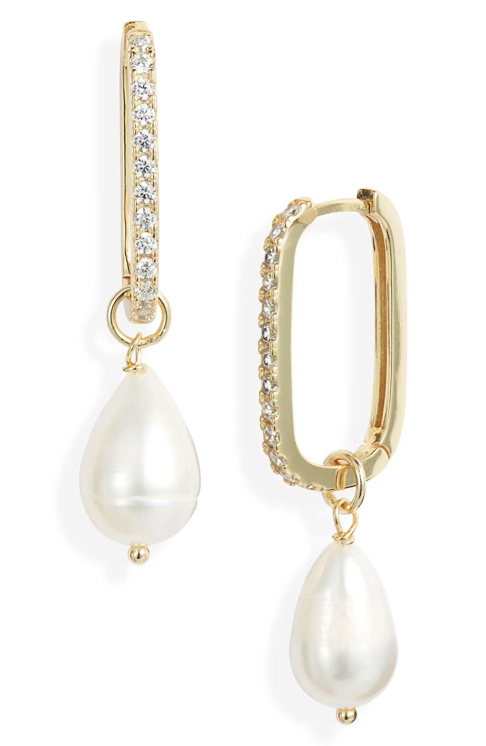 Freshwater Pearl Pavé Drop Earrings | Nordstrom