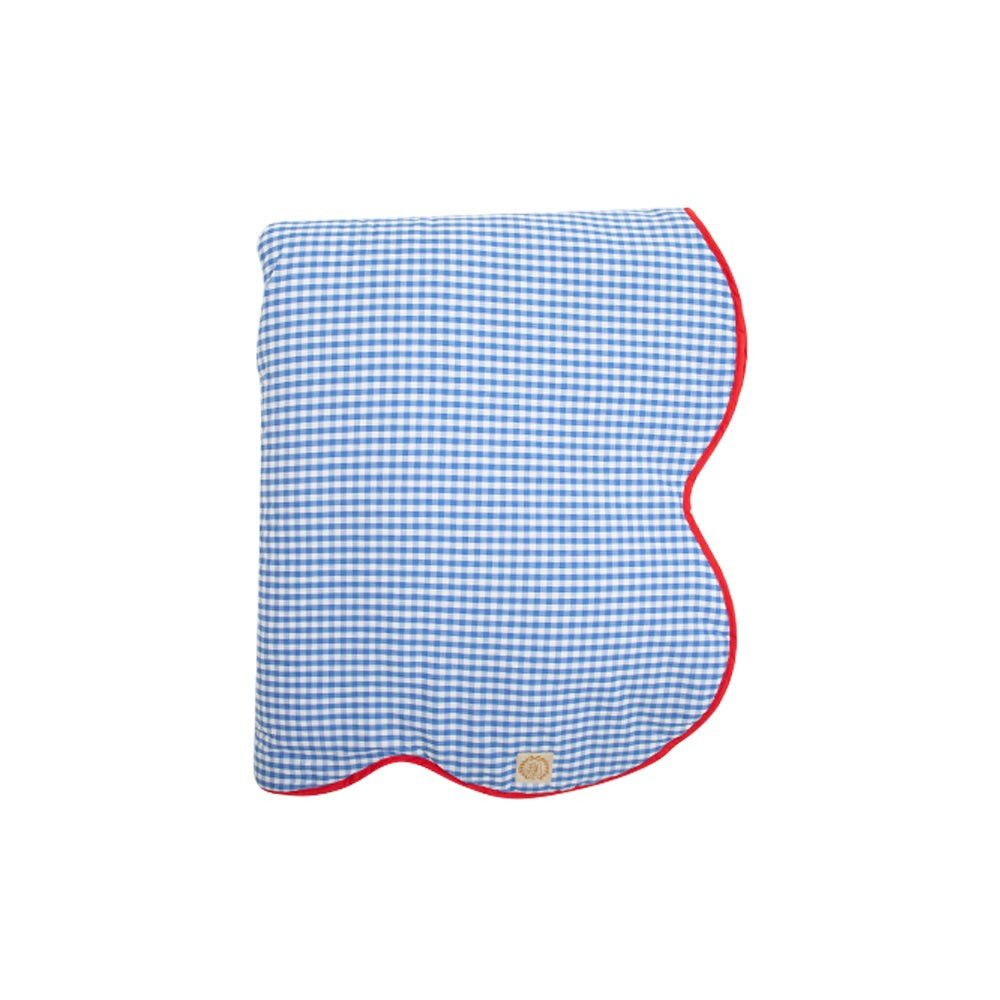 Tummy Time Throw - Barbados Blue Gingham with Richmond Red | The Beaufort Bonnet Company