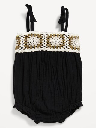 Sleeveless Crochet-Trim One-Piece Romper for Baby | Old Navy (US)