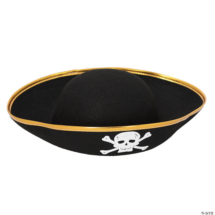 22" circ. Black Pirate Jolly Roger Skull & Crossbones Felt Hat | Oriental Trading Company