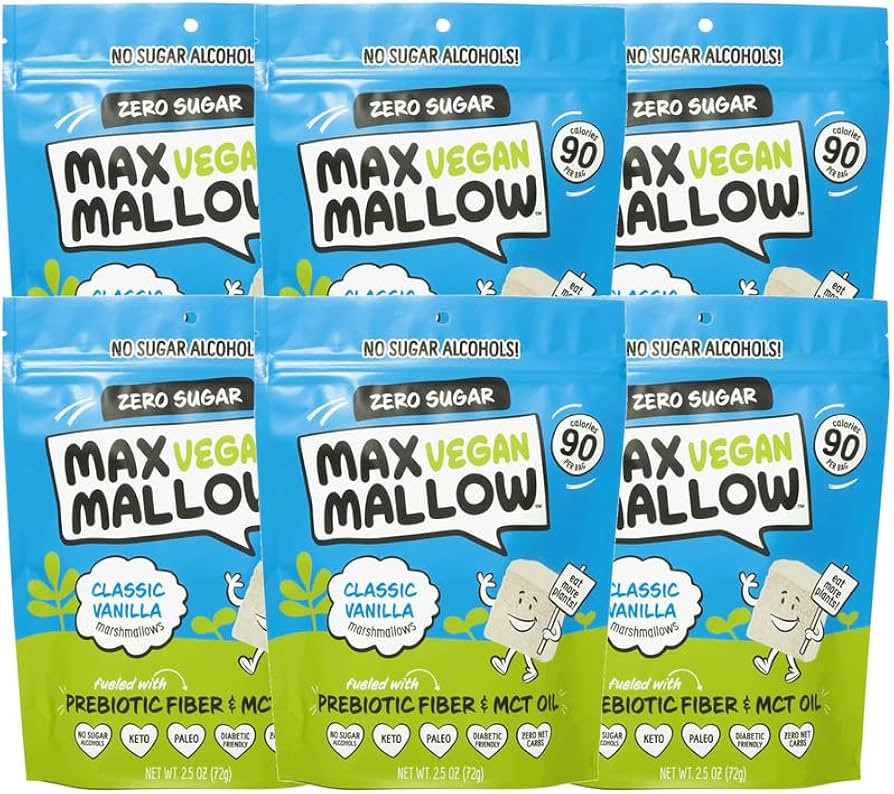 Max Mallow Vegan Sugar Free Marshmallows - Keto Friendly, Perfect for S'mores, Hot Chocolate, and... | Amazon (US)