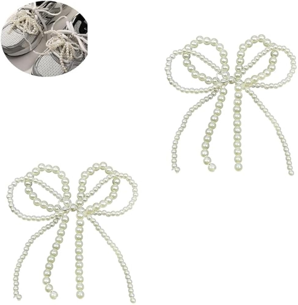 2 Pcs Pearls Bow Shoe Charms For Sneakers, Decoration Charms For Dress Shoes Buckle Pearl Beaded ... | Amazon (US)