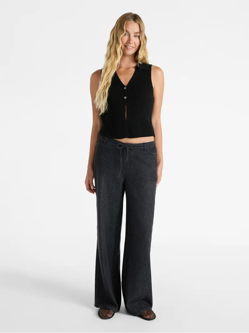 No Boundaries Mini Waistband Wide Leg Pants, 31'' Inseam, Women'sNB MINI WAIST WIDE LNo Boundarie... | Walmart (US)