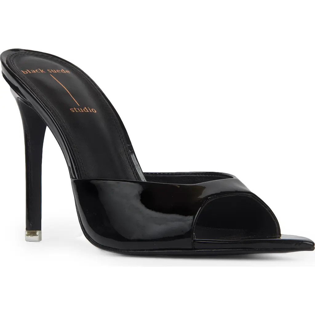 BLACK SUEDE STUDIO Brea Pointed Toe Sandal in Black Patent at Nordstrom, Size 7.5Us | Nordstrom