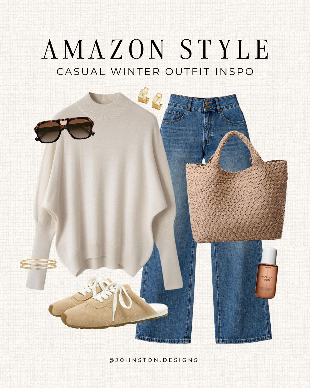 Feel cozy and stylish in these comfy jeans and oversized sweater. Perfect for everyday wear this winter. Casual chic, winter fashion, affordable women's clothing, Amazon fashion. 

 #LTKootd #LTKFindsUnder50