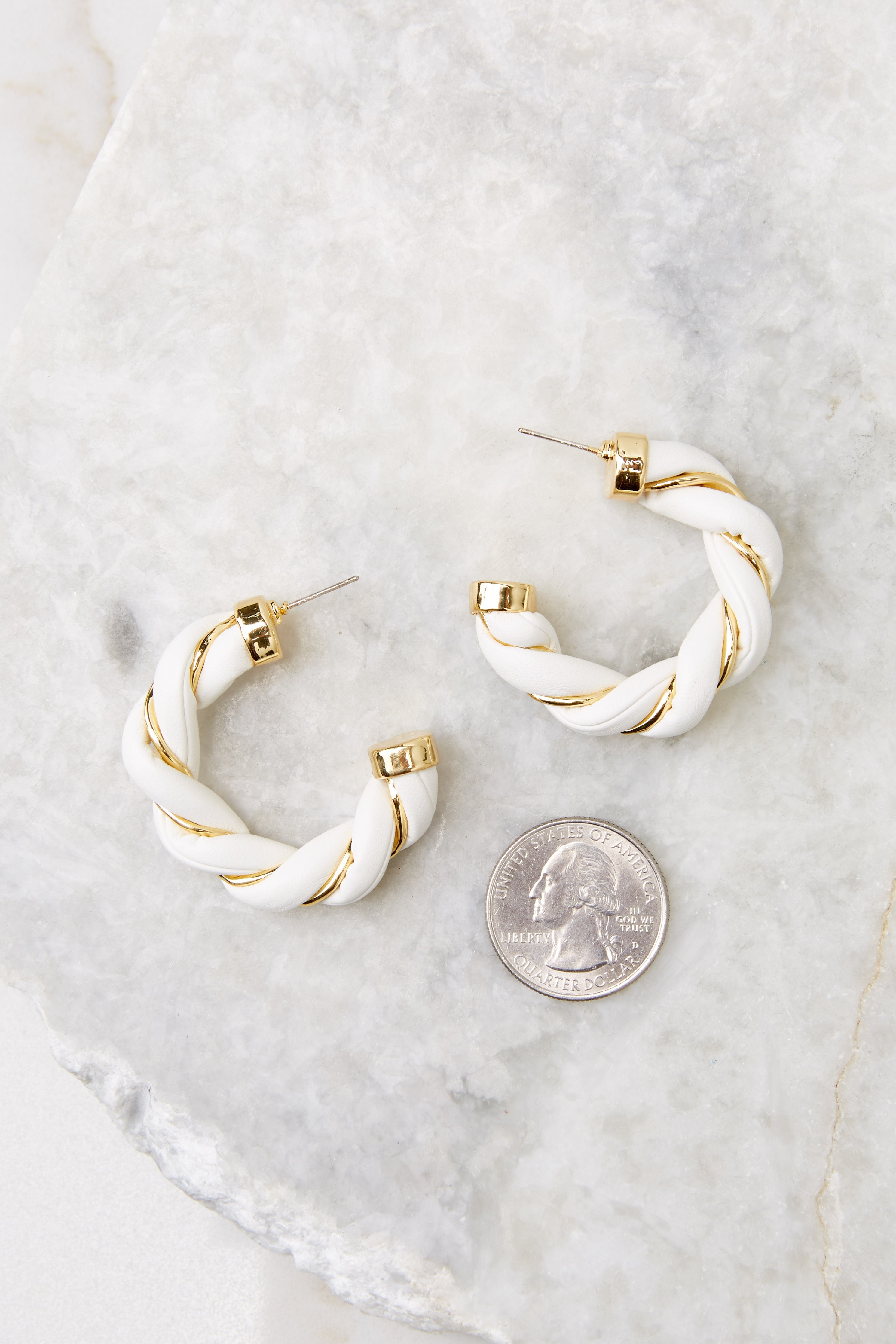 Grab Their Attention White Hoop Earrings | Red Dress 