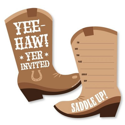Big Dot of Happiness Western Hoedown - Shaped Fill-In Invitations - Wild West Cowboy Party Invitation Cards with Envelopes - Set of 12 | Target