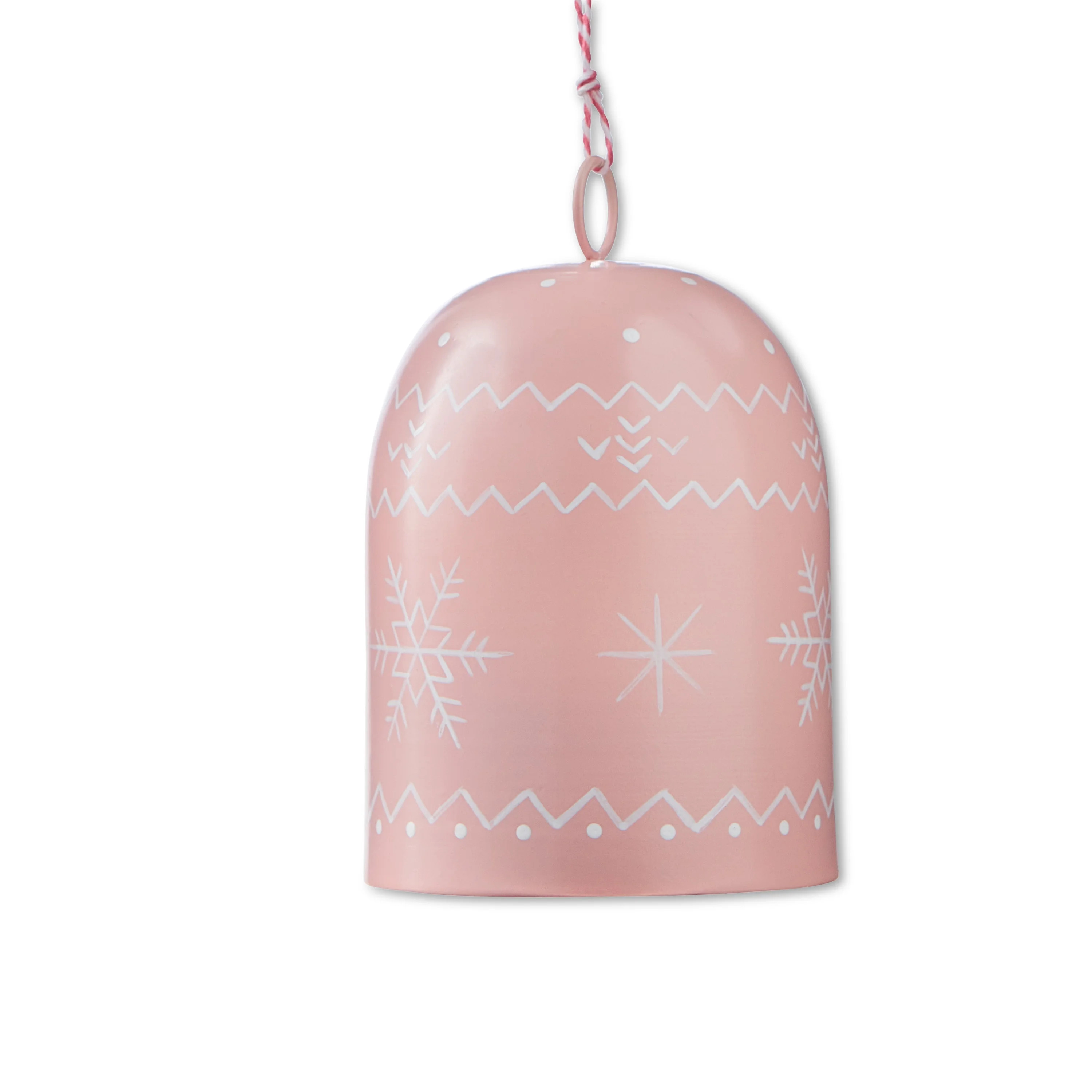 Winter Blush Pink Metal Hanging Bell Christmas Ornament, 5 in, by Holiday Time | Walmart (US)