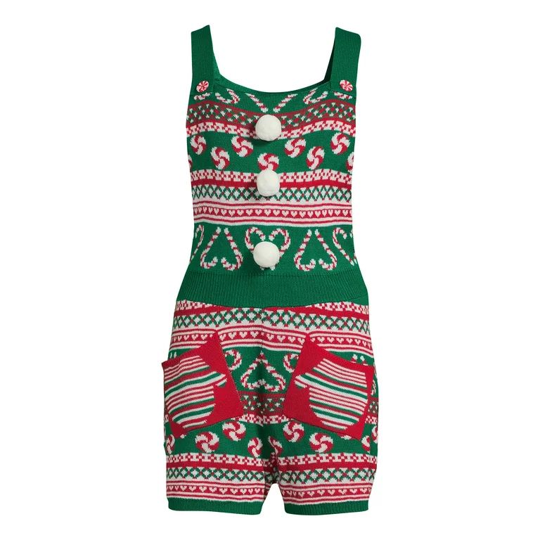 No Boundaries Junior's Knit Christmas Romper - Walmart.com | Walmart (US)