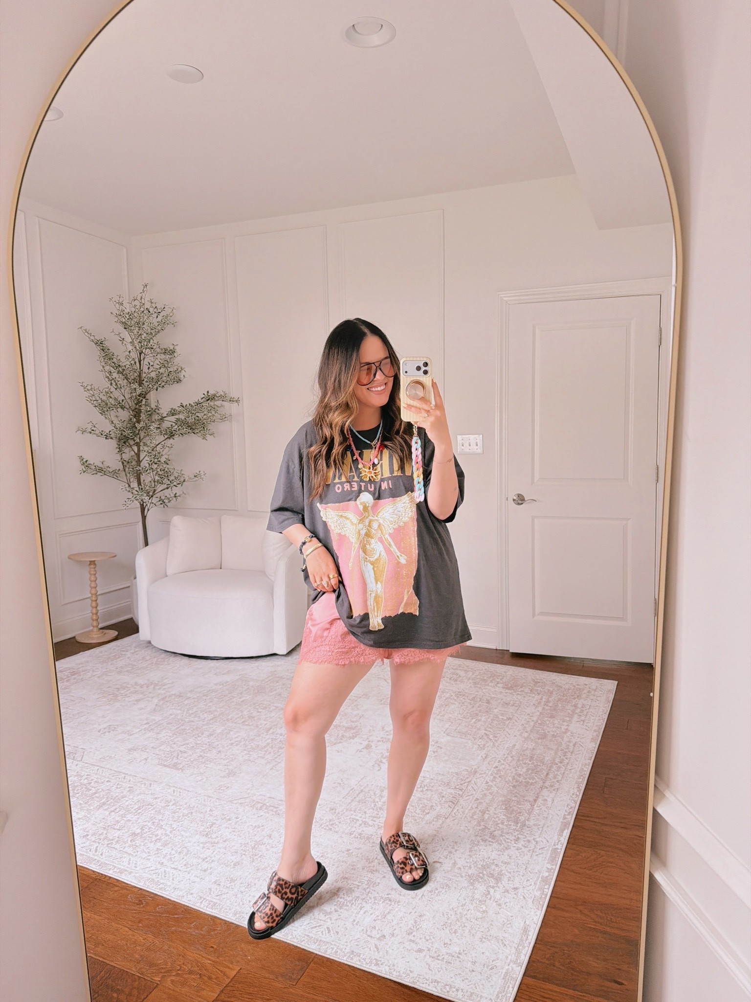 Wearing a 2XL in the tee and an XL in the shorts..

#LTKootd #LTKmomlife #LTKMidsize