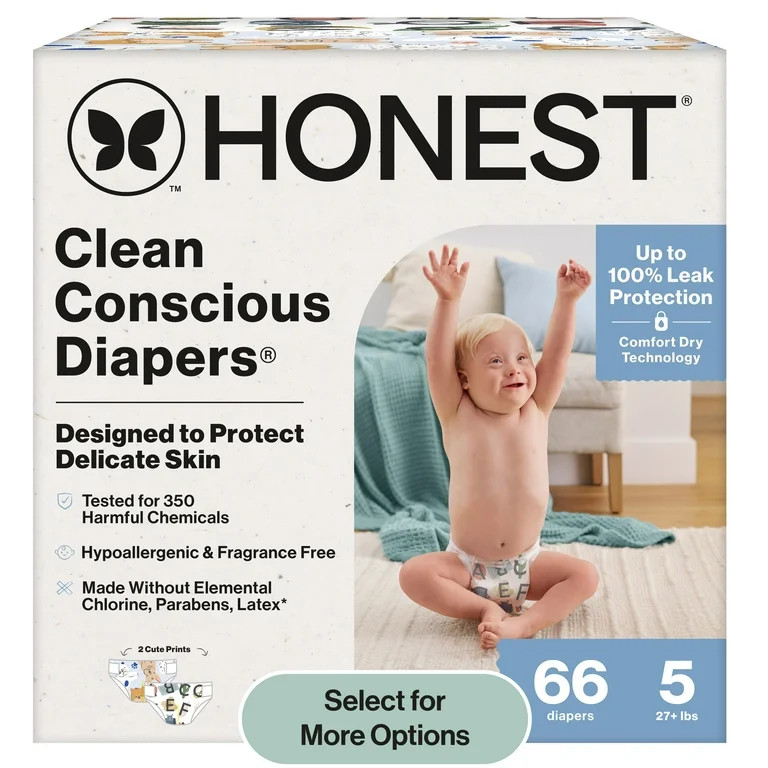 The Honest Company Clean Conscious Baby Diapers Size 5 (27+ lbs) Hypoallergenic Fragrance Free 66... | Walmart (US)