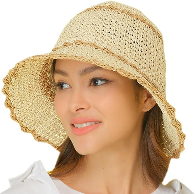 C.C Paper Straw Hand-Crochet Bucket Hat | Amazon (US)