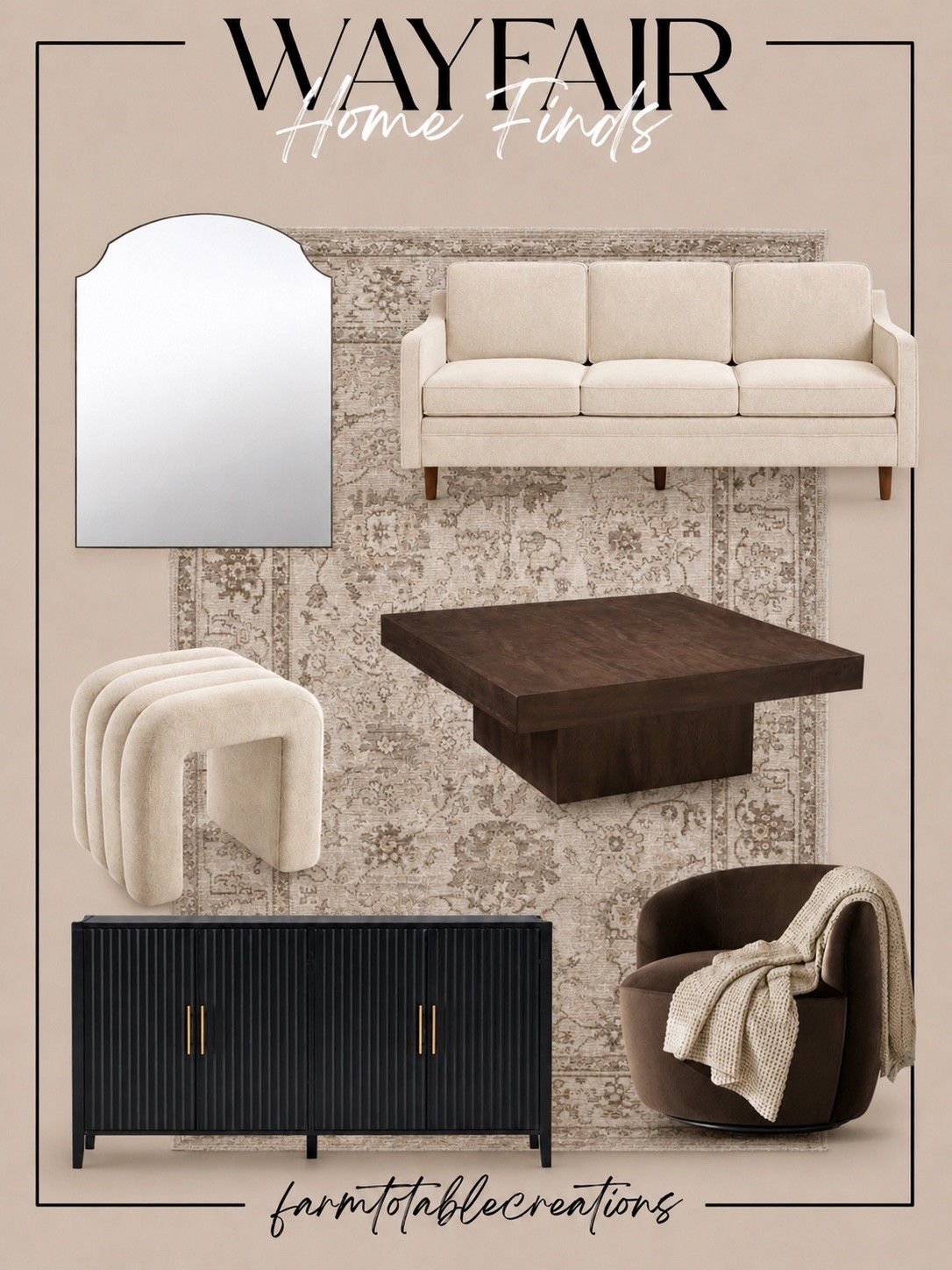 Neutral Wayfair Home Finds I’m Loving Right Now 🤎

Follow @farmtotablecreations on Instagram for more home inspiration and curated finds.

These Wayfair finds are giving that warm, cozy, designer look without feeling overdone. From the creamy sofa to the rich wood coffee table and oversized rug, every piece works together to create such a timeless, elevated space. The textures and tones in this collection are so good 👏🏻

#wayfair #wayfairfinds #livingroomdecor #coffeetable #neutralhome

wayfair finds | neutral living room | cream sofa | area rug | coffee table | accent chair | home decor finds | living room inspiration | designer inspired | cozy home | neutral decor | black cabinet | boucle stool | warm neutral decor | home styling | affordable home decor | living room furniture | interior inspo | modern classic | timeless decor | layered neutrals | cozy living room | home aesthetic | designer look for less | transitional style

#LTKHome #LTKSaleAlert