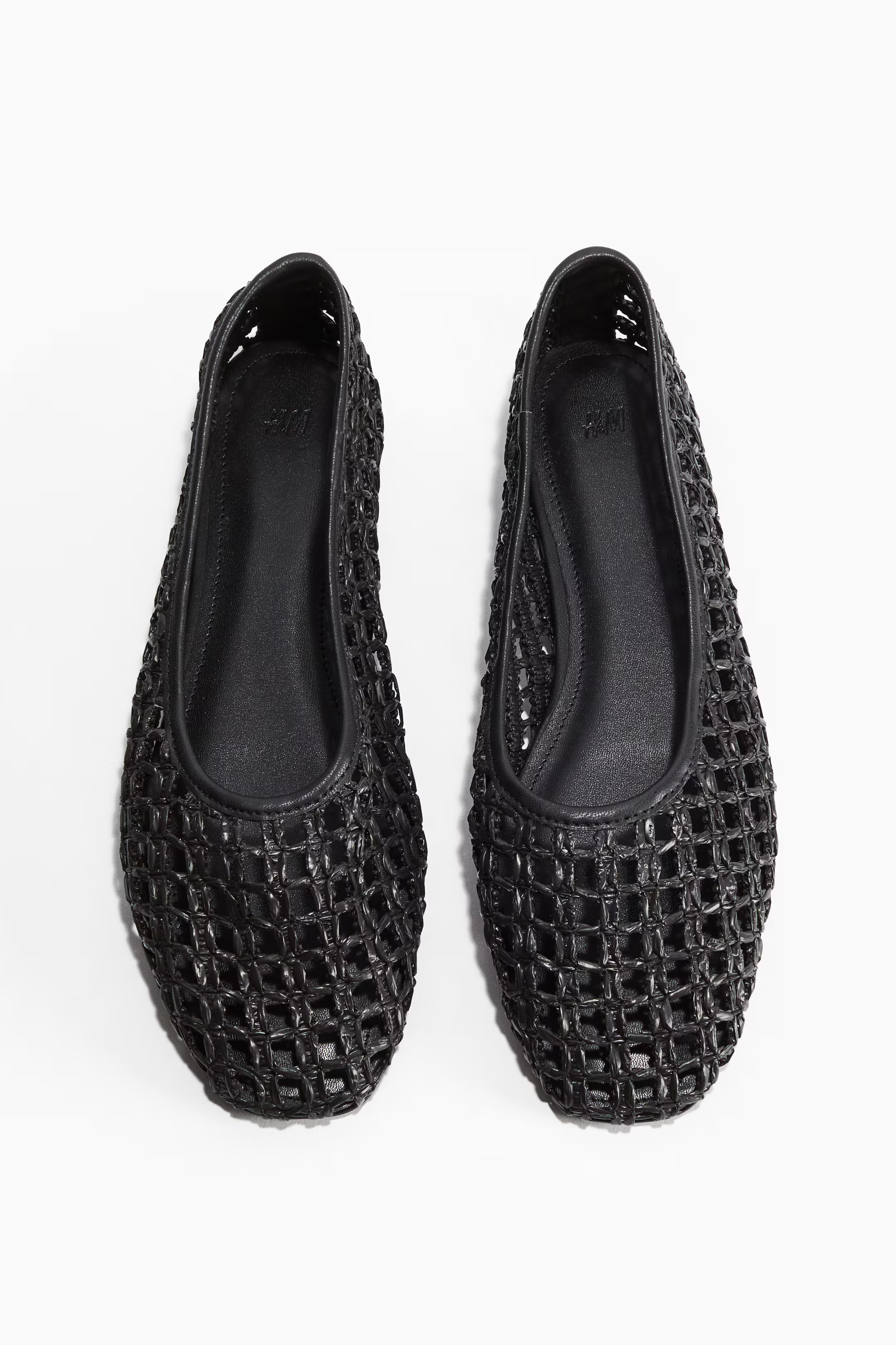 Straw ballet flats - Black - Ladies | H&M GB | H&M (UK, MY, IN, SG, PH, TW, HK)
