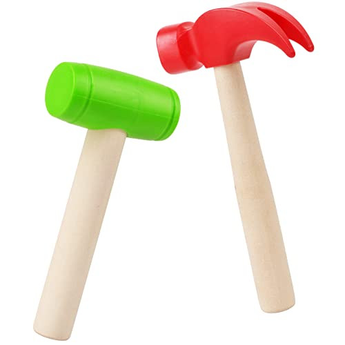 Waenerec 2pcs Toy Hammer Simulation Wooden Hammers Small Plastic Toddler Claw Hammer Portable Kids Maintenance Tools Toys Pretend Fake Mallet Hammers for Boys Girls | Amazon (US)