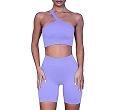 LNSK Workout Sets for Women 2 Piece Seamless Sexy Ribbed Outfits Gym Yoga Shorts Running Set | Amazon (US)
