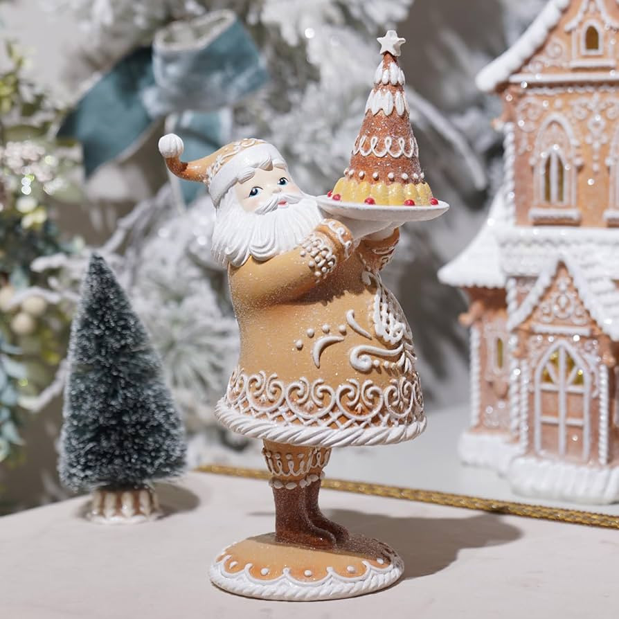 Braxio Gingerbread Christmas Decor Resin Gingerbread Santa Christmas Decorations Indoor Home Livi... | Amazon (US)