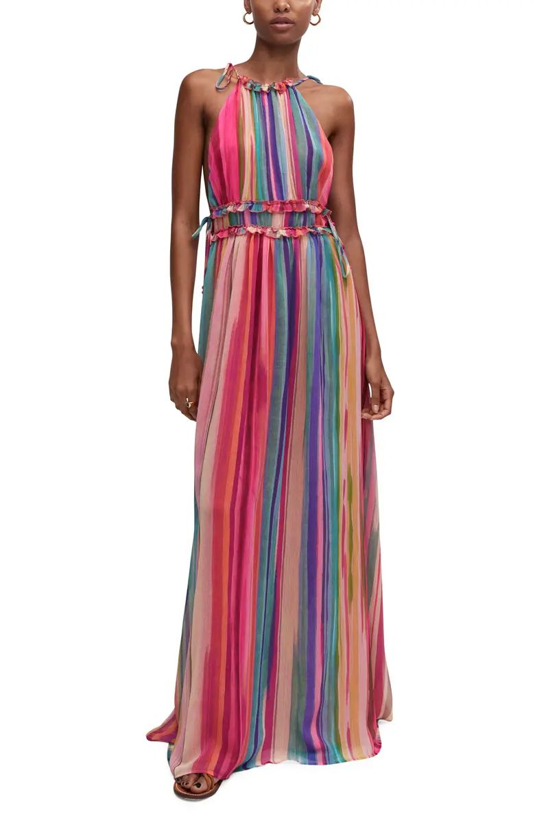 Stripe Ruffle Trim Maxi Dress | Nordstrom