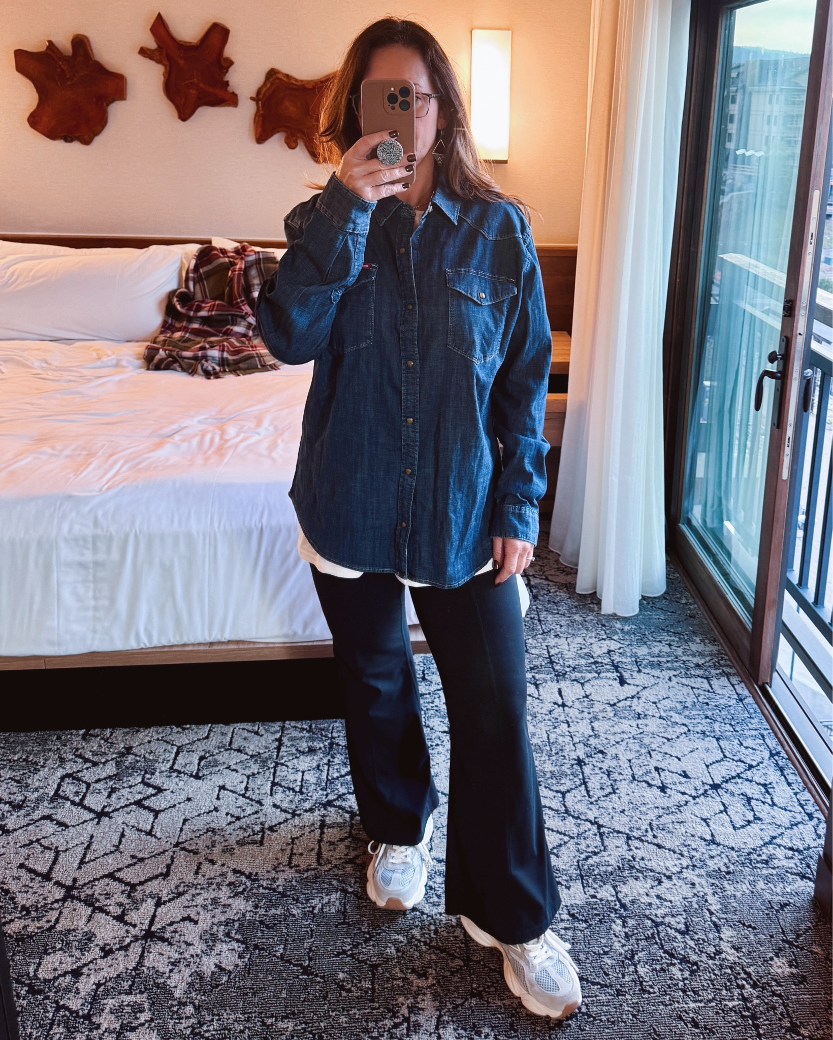 Travel Day Outfit
Size large pants
X-Large in white tee
Large in denim shirt
Lipstick: Pillow Talk


Wrangler, flared leggings, western casual 

Fall Outfit

#LTKTravel #LTKMidsize #LTKOver40