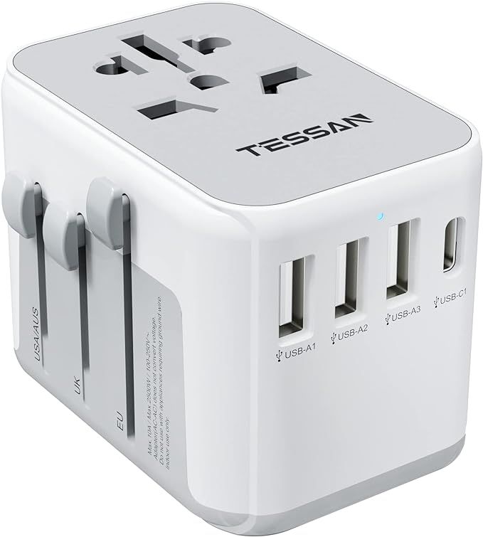 TESSAN Universal Power Adapter, International Plug Adaptor with 4 USB Ports (1 USB C), Travel Wor... | Amazon (US)
