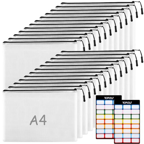 24pcs A4 Mesh Zipper Pouch File Bags, Black Reusable Zipper Bags for Organizing Storage, Waterproof Puzzle Bag, Zipper File Bags for Board Game Storage and School Office Supplies | Amazon (US)