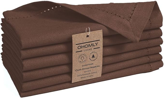 100% Cotton Dinner Napkins - 18x18 Inch Solid Cloth Napkins with Hemstitch & Mitered Corners - So... | Amazon (US)