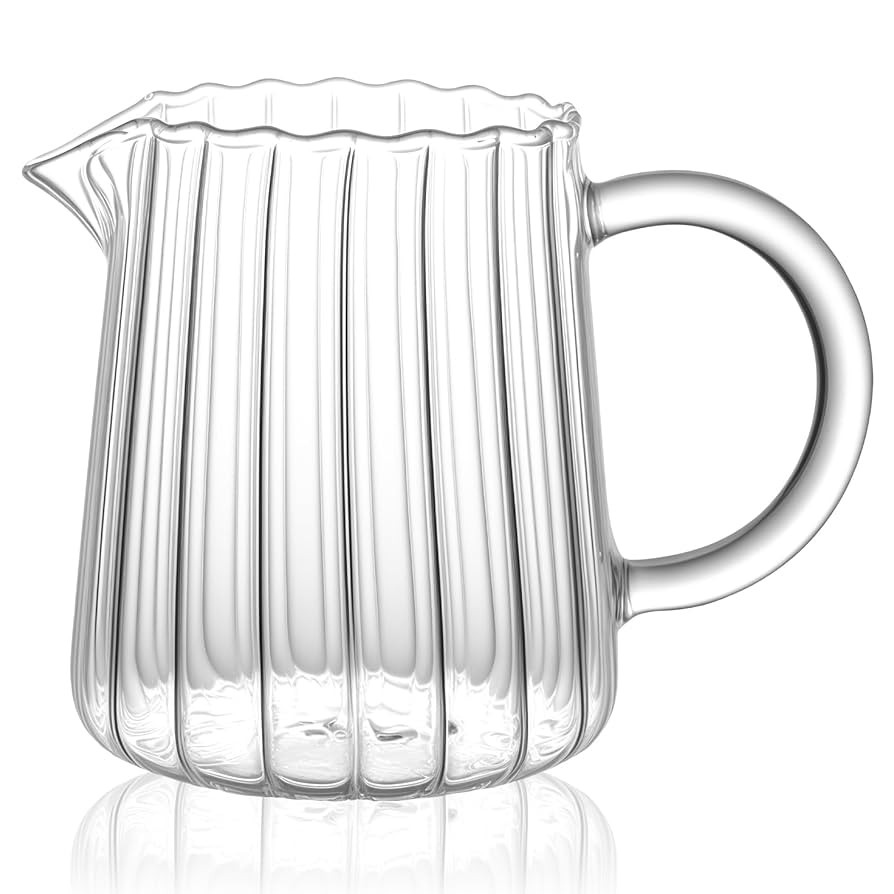 8.5 Ounces Glass Pitcher Small Pitcher Milk Forther Cup Mini Creamer Container Tea Serving Carafe... | Amazon (US)