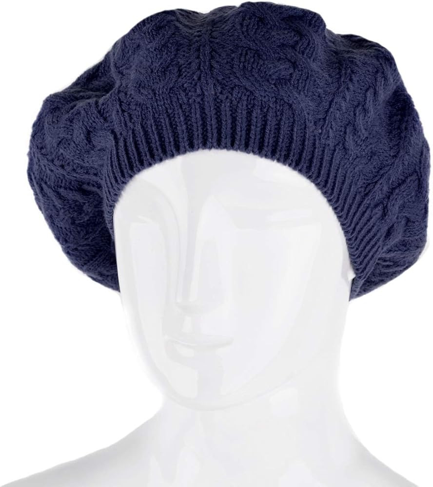 BG Soft Lightweight Crochet Beret for Women Solid Color Beret Hat - One Size Slouchy Beanie | Amazon (US)