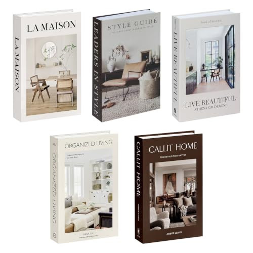 5 PCS Decorative Faux Books Set, Hardcover Fake Book Decor - Foldable Hollow Books for Home Aesthetic, Bookshelf, Coffee Table, Modern Stacked Decorative Book Set for Sophisticated Atmosphere (DH) | Amazon (UK)