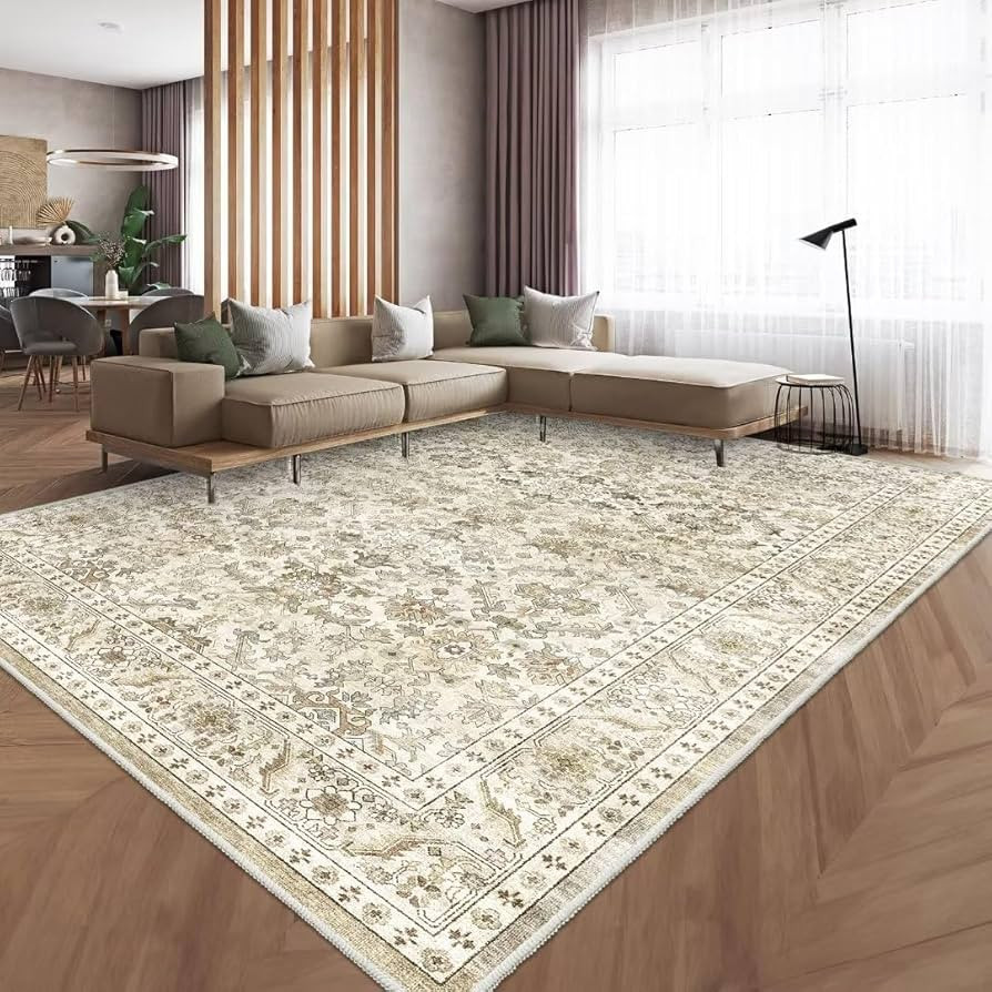 HOMFINE Machine Washable Rug 8'x10' - Vintage Design Area Rugs with Non Slip Rugs for Living Room... | Amazon (US)