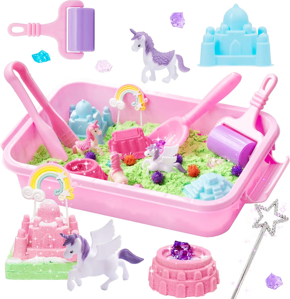 Unicorn Sensory bin, Unicorn Toy for Kids,Castle Moulds, Sand Art kit for Boys and Girl, Sensory ... | Amazon (US)