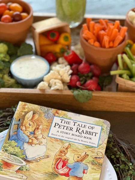 I made this super sweet Mr. McGregor's garden vegetable tray! 👨🏻‍🌾🫛🥕🥦🌽 

I can't wait for baby Brooks to eat whole raw vegetables. I am sure he'll be helping me make fun vegetable trays like this for many years. I did however, get him this cute hardcover little book for his Easter basket. 

#LTKparties #LTKSeasonal #LTKkids
