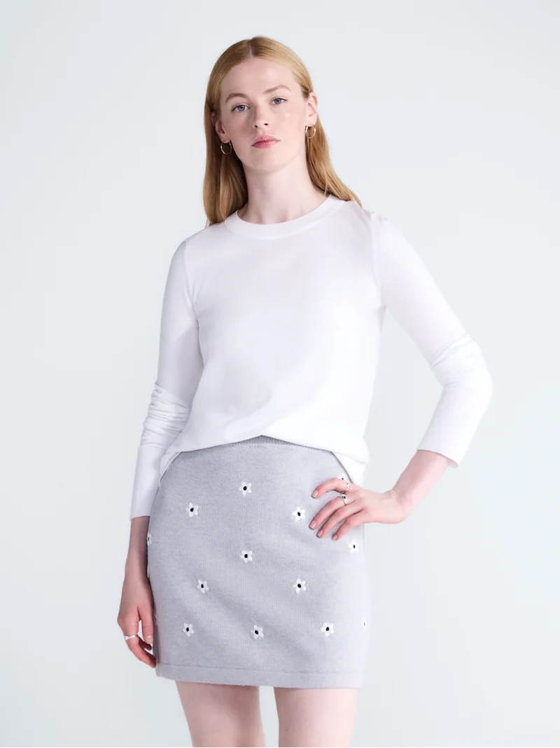 Free Assembly Women's and Women's Plus Cozy Yarn Crewneck Sweater, Midweight, Sizes XS-4X | Walmart (US)