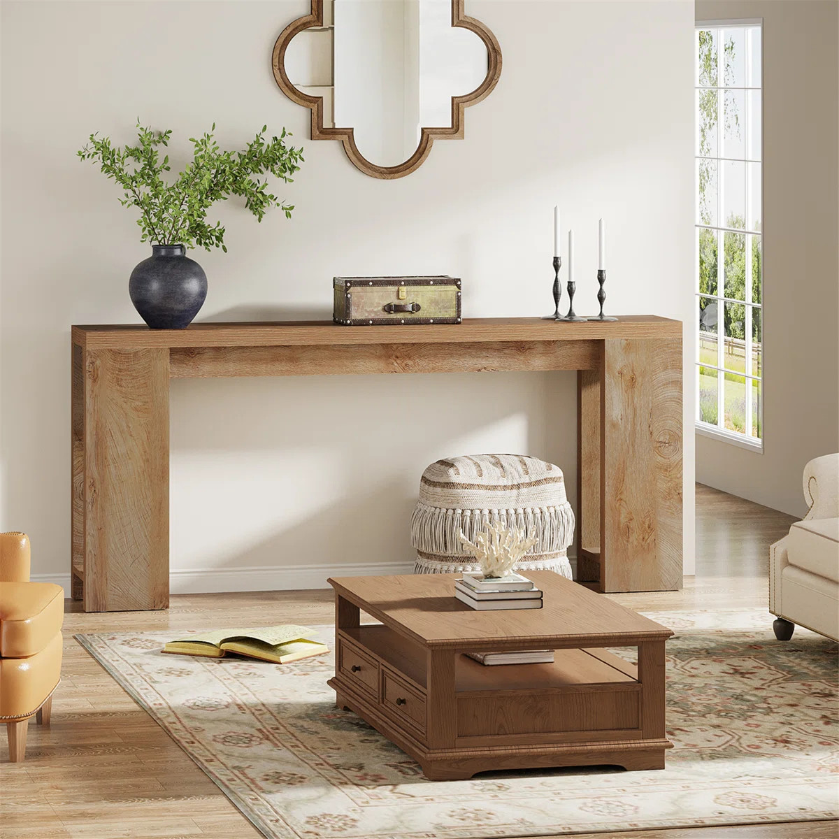 Dyron Extra Long Farmhouse Console Table For Entryway | Wayfair North America