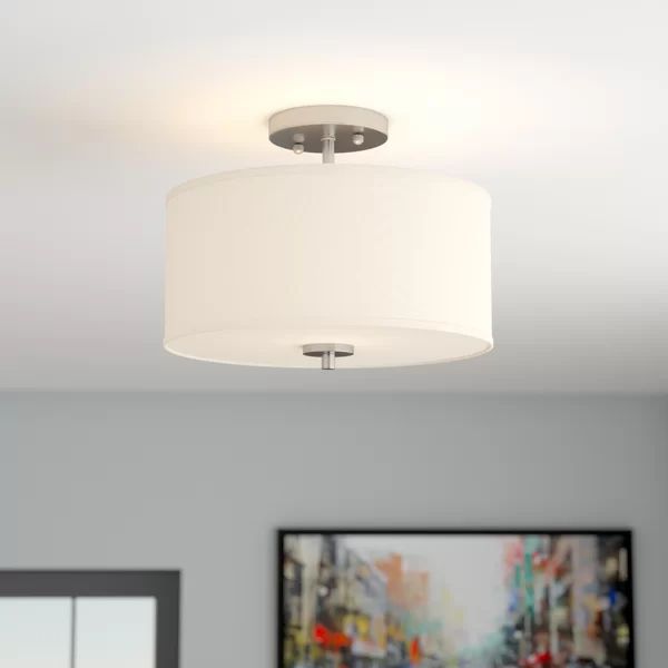 Ralston 2 - Light 13" Shaded Drum Semi Flush Mount | Wayfair North America