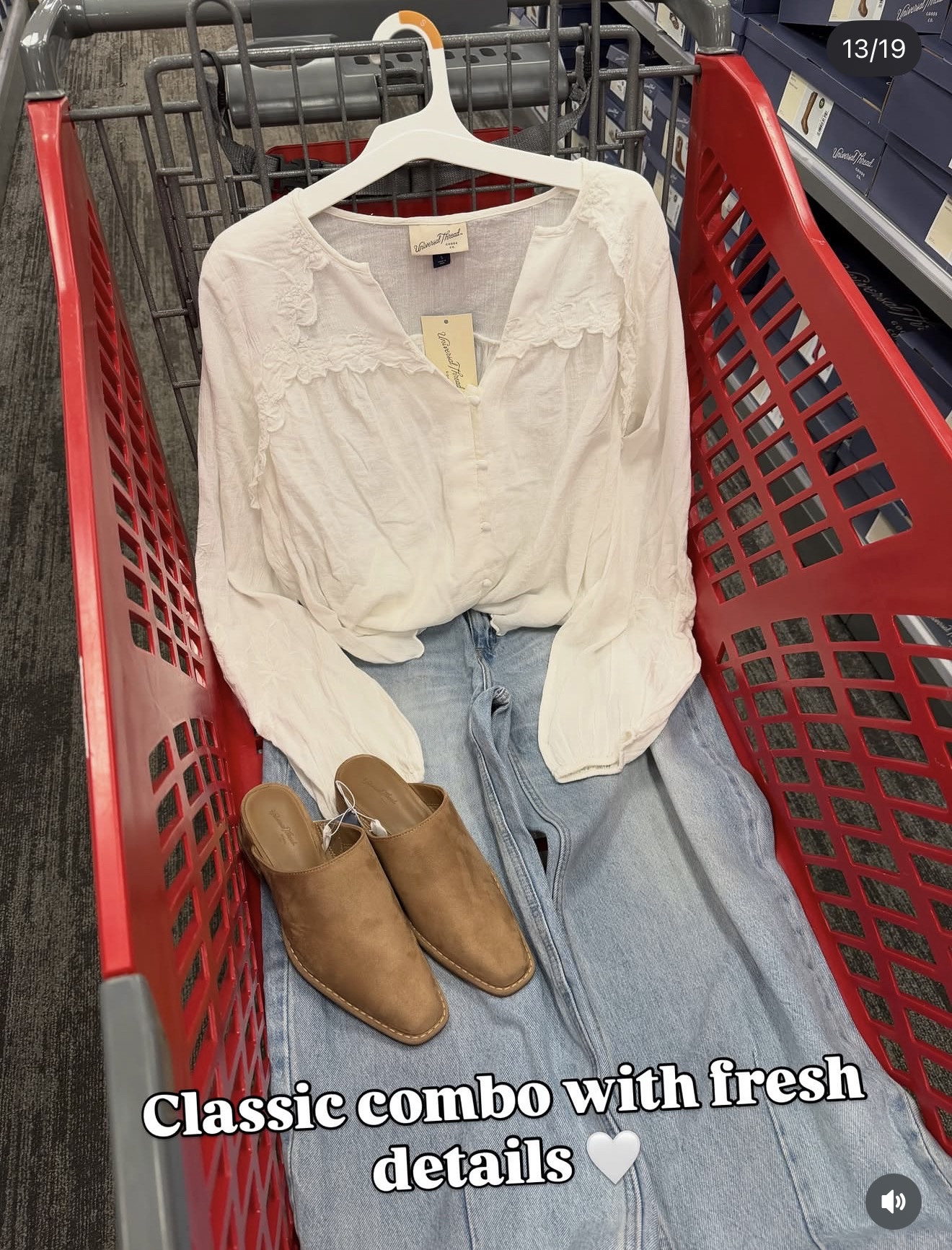 Target outfit idea with this scallop detail blouse and jeans, couldn’t find the shoes online. Really nice pieces! #targetstyle