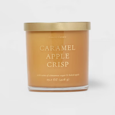 15.1oz Caramel Apple Crisp Solid Color Glass Candle Brown - Opalhouse™ | Target