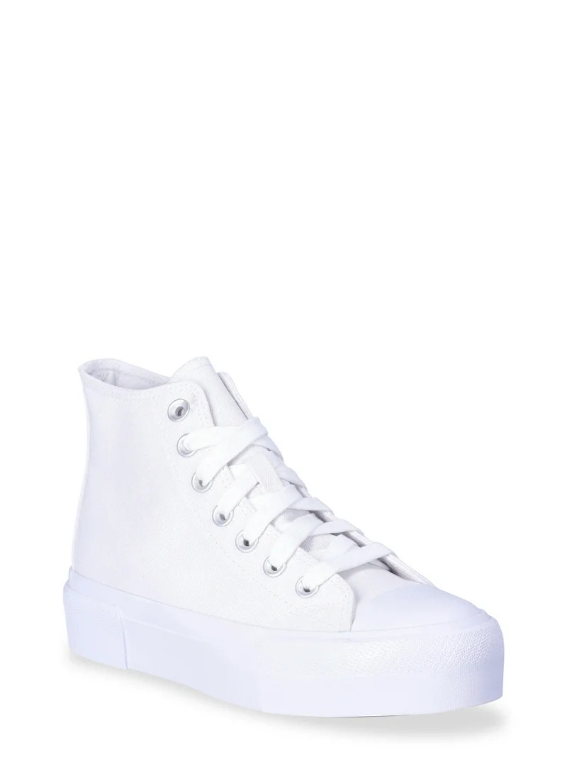 No Boundaries Platform Lace Up Hi Top Sneakers, Women's | Walmart (US)
