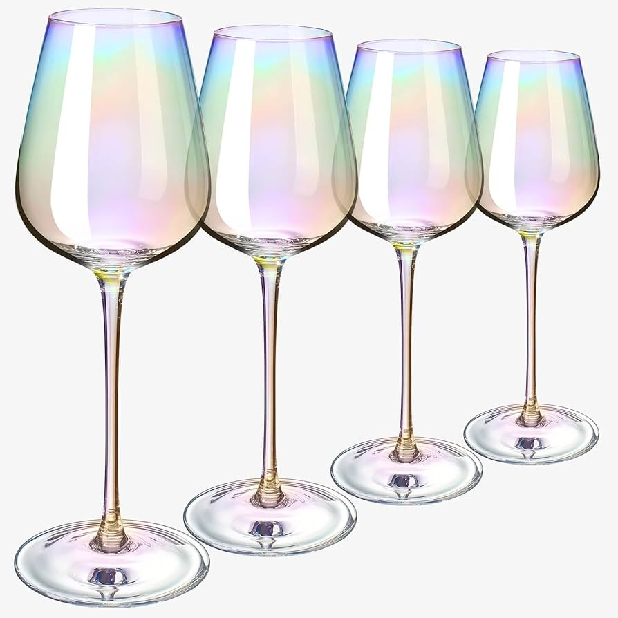 Iridescent Crystal Glasses - Crystal Luster Radiance Set of 4-17.5 oz Rainbow Colored Stemware Gl... | Amazon (US)