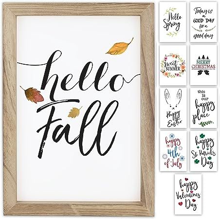 Farmhouse Wall Decor Signs With 10 Interchangeable Sayings For Fall Home Decor - Easy To Hang 11x... | Amazon (US)