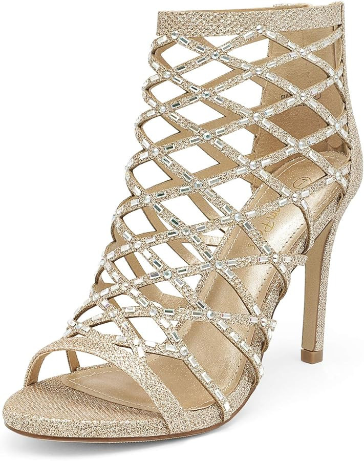 DREAM PAIRS Women's Rhinestone Ankle Strap Open Toe Stiletto Heel Sandals Cutout Dress Pump Shoes | Amazon (US)