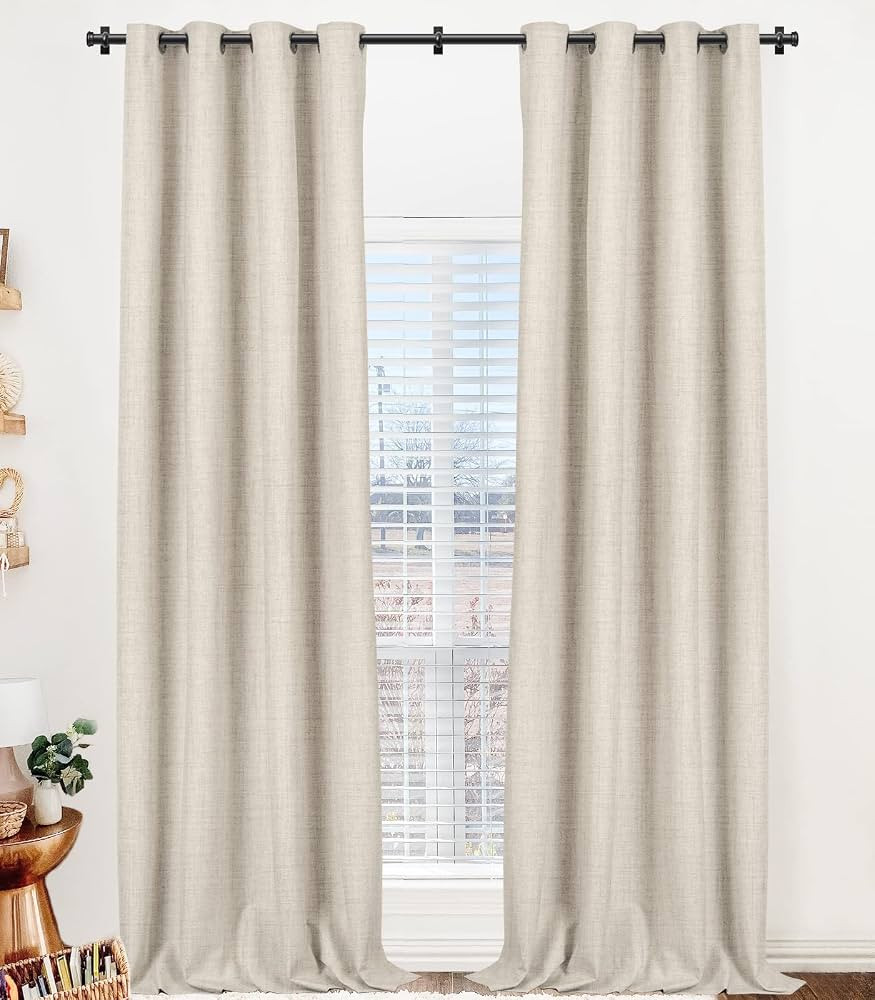 100% Blackout Curtains 84 Inches Long,Linen Blackout Curtains 84 Inch Length 2 Panels Set,Thermal... | Amazon (US)